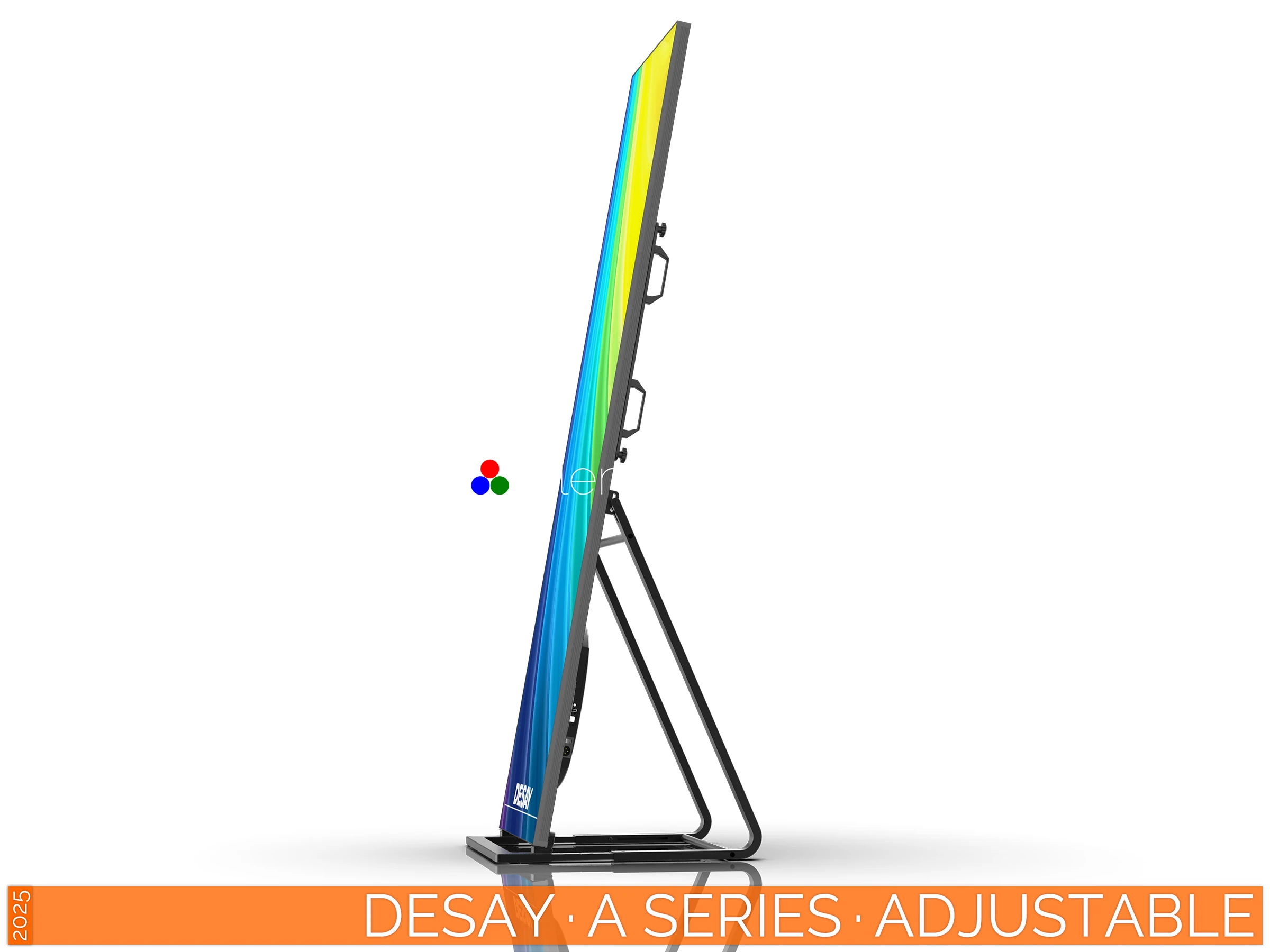 The Art of LED · Desay A Series Poster · Adjustable Stand Configuration for Dynamic Installations · NovaStar H20 H15 Desay · A Series · Direct View LED Poster · Adjustable Stand Configuration for Dynamic and Space-Efficient Installations in Retail and Event Spaces · NovaStar Taurus T50 · VNNOX Cloud Remote Content Management