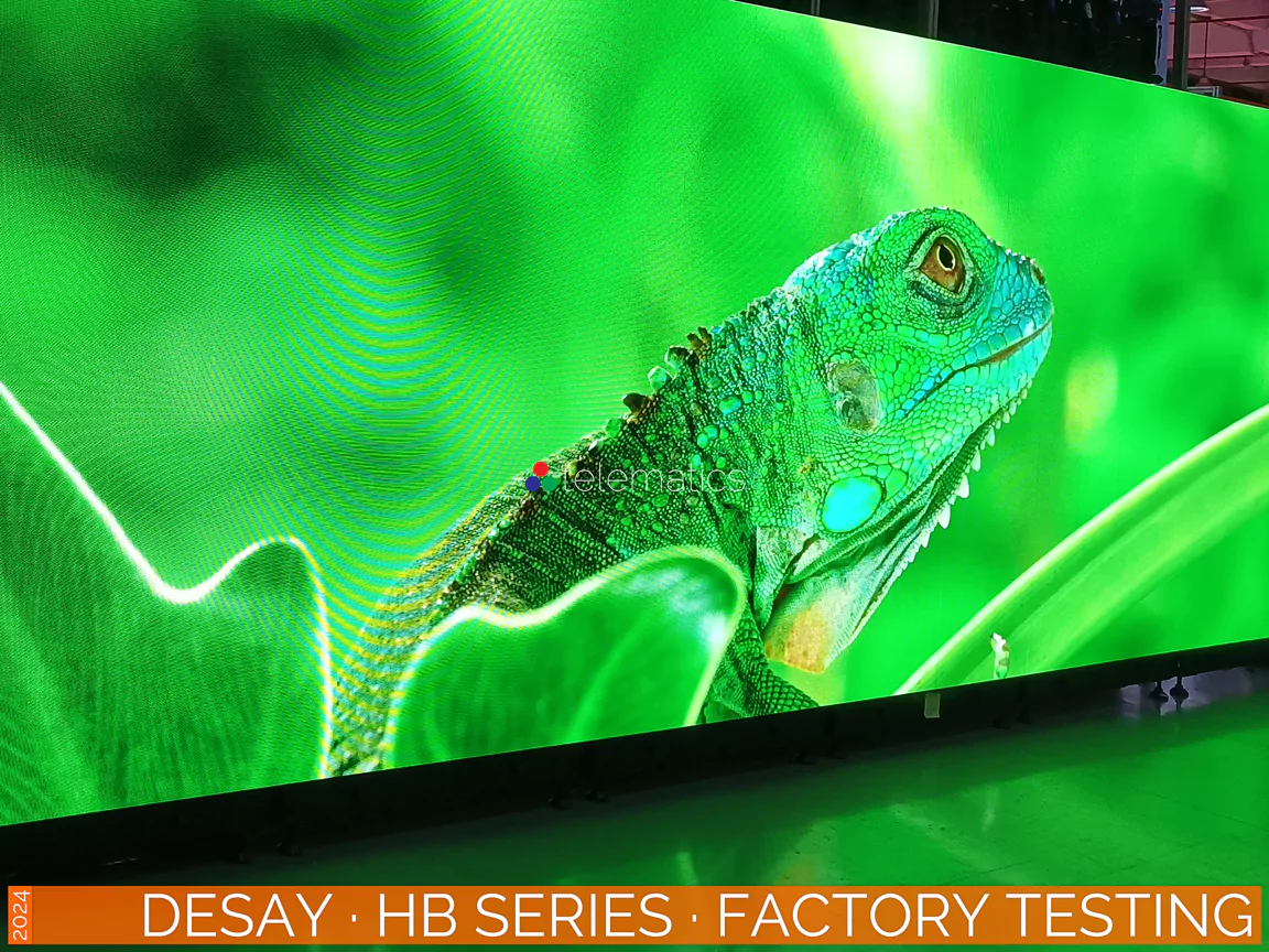 The Art Of LED · Desay · HB Series · Telematics Canada · Panel · Factory Testing Desay · HB Series · direct view LED panel · indoor outdoor display · installation · rental · stage · exhibit · ease of installation and service · novastar · coex · vmp · review · price · cost · factory testing