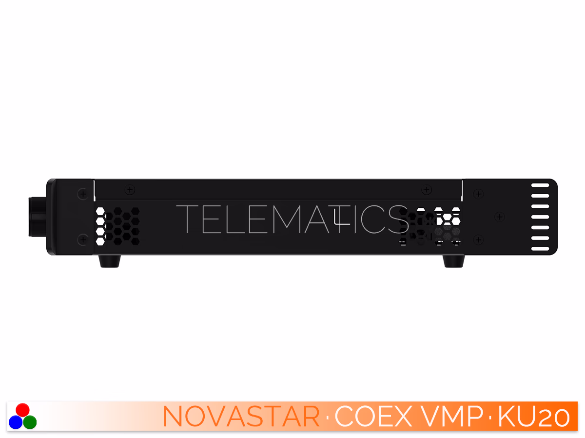 The Art Of Control · NovaStar COEX Series · Telematics Canada Right side profile view of the NovaStar COEX KU20 LED display controller highlighting ventilation grilles.