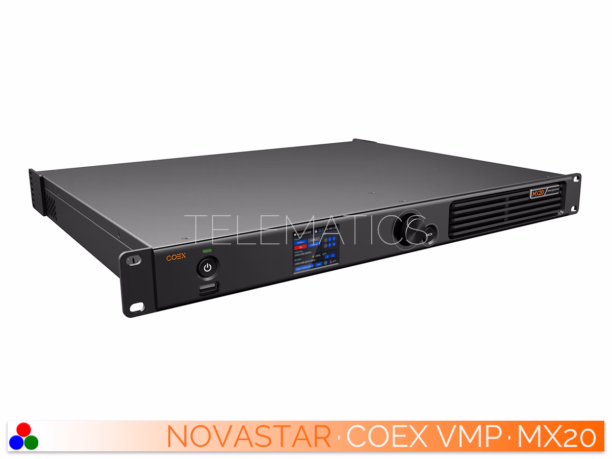 The Art Of Control · NovaStar COEX Series · Telematics Canada Front-left perspective of the NovaStar MX20 chassis and interface.