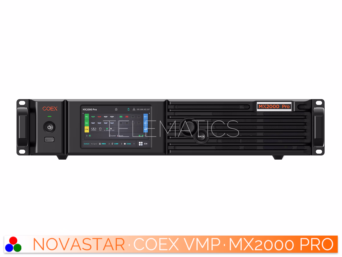 The Art Of Control · NovaStar COEX Series · Telematics Canada Straight front view of the NovaStar MX2000 Pro LED display controller.