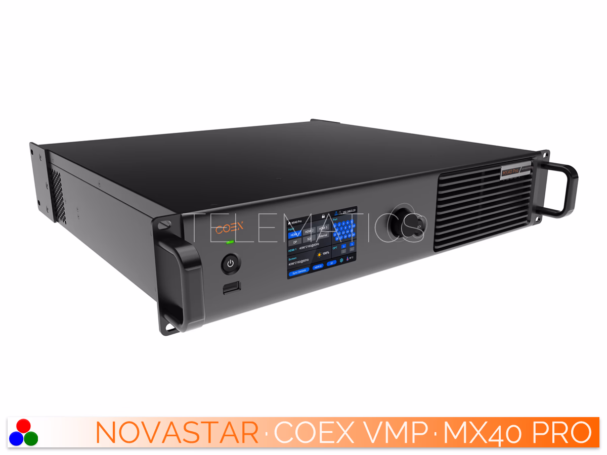 The Art Of Control · NovaStar COEX Series · Telematics Canada Elevated front-right view of the NovaStar MX40 Pro rackmount chassis.