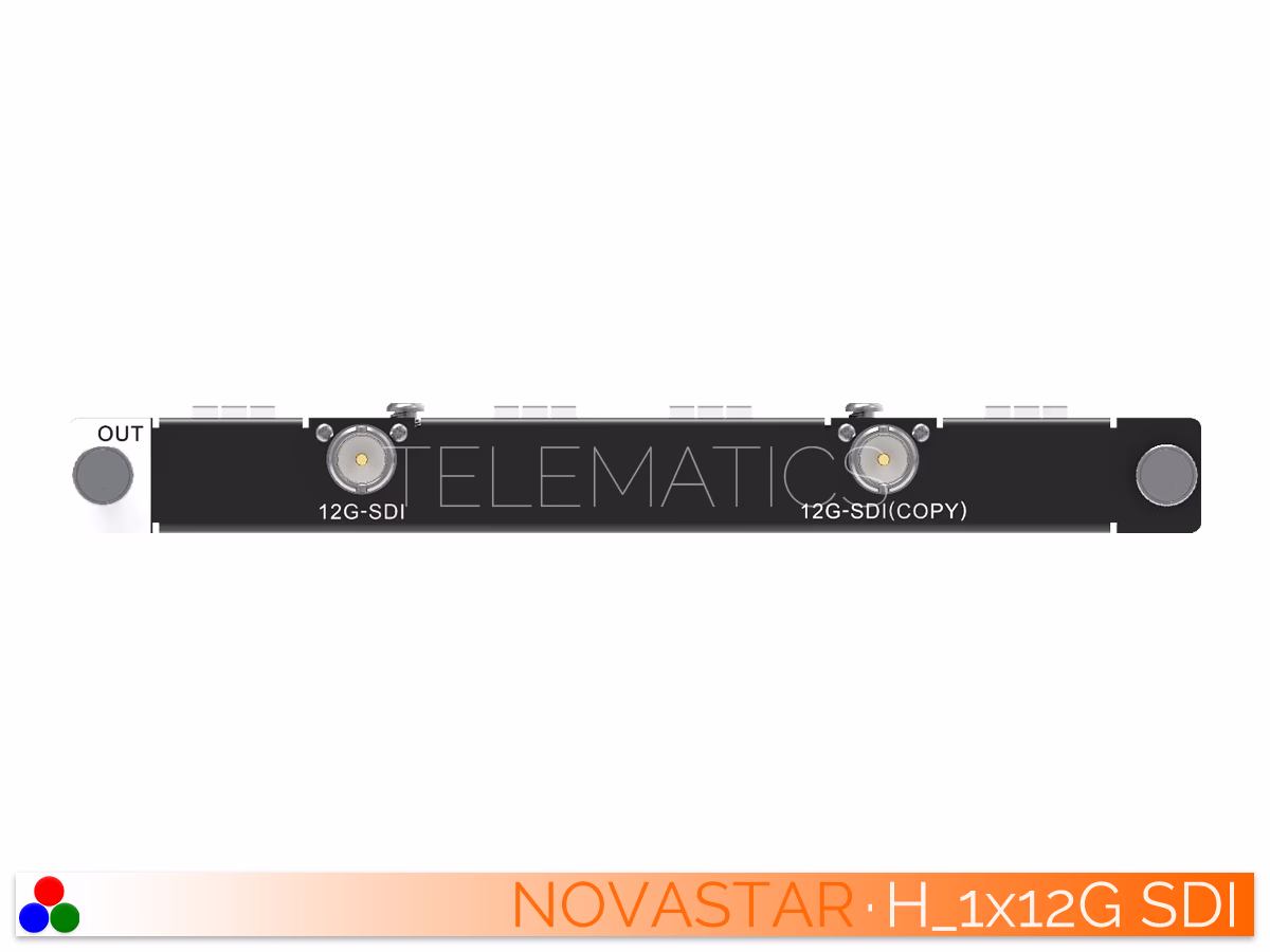 The Art Of Control · NovaStar H Series · Telematics Canada Front view of the NovaStar H-Series 1x 12G-SDI output card module.