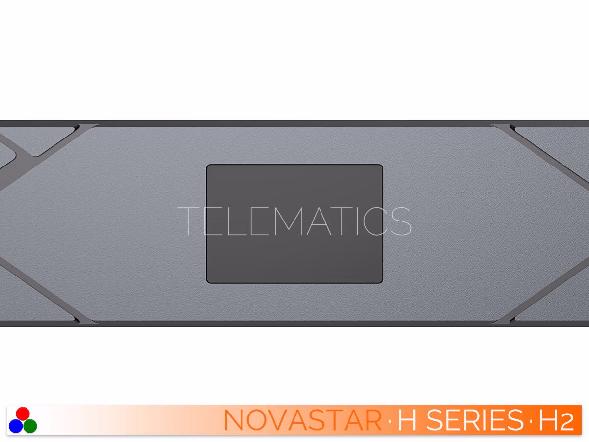 The Art Of Control · NovaStar H Series · Telematics Canada Close-up of the front center LCD monitoring screen and textured bezel on the NovaStar H2 video wall controller.
