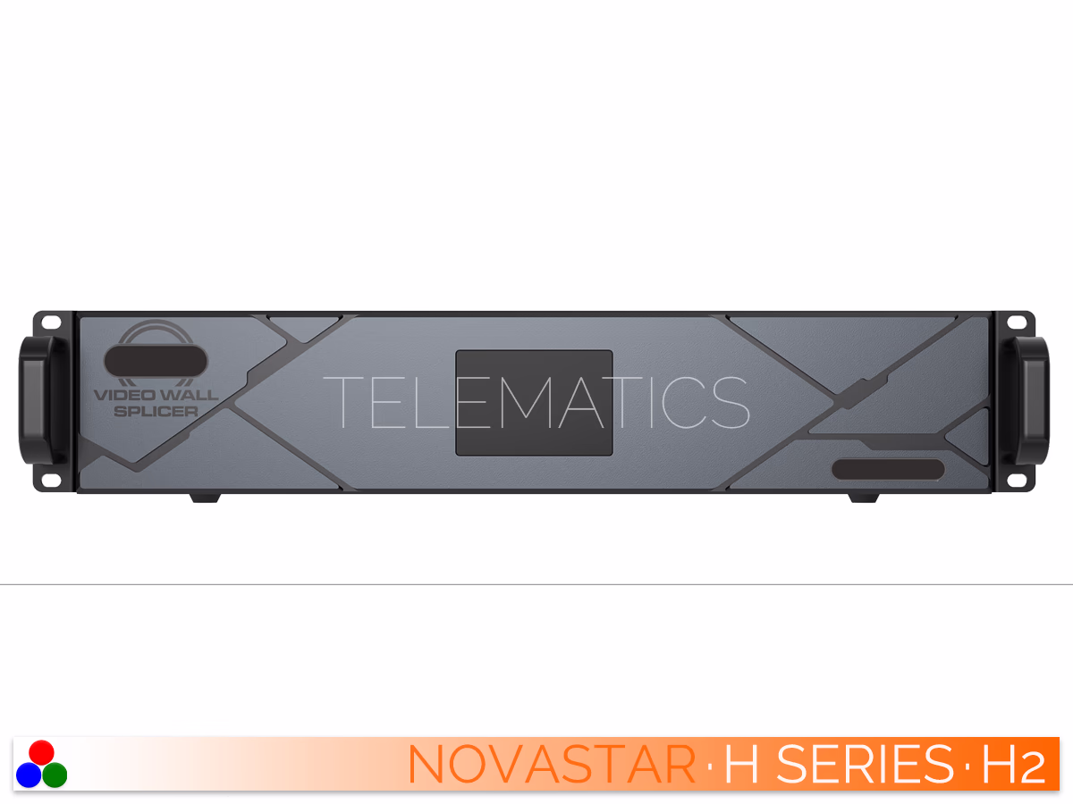 The Art Of Control · NovaStar H Series · Telematics Canada Front view of the NovaStar H2 video wall splicer, featuring the center LCD screen and rack-mountable chassis.