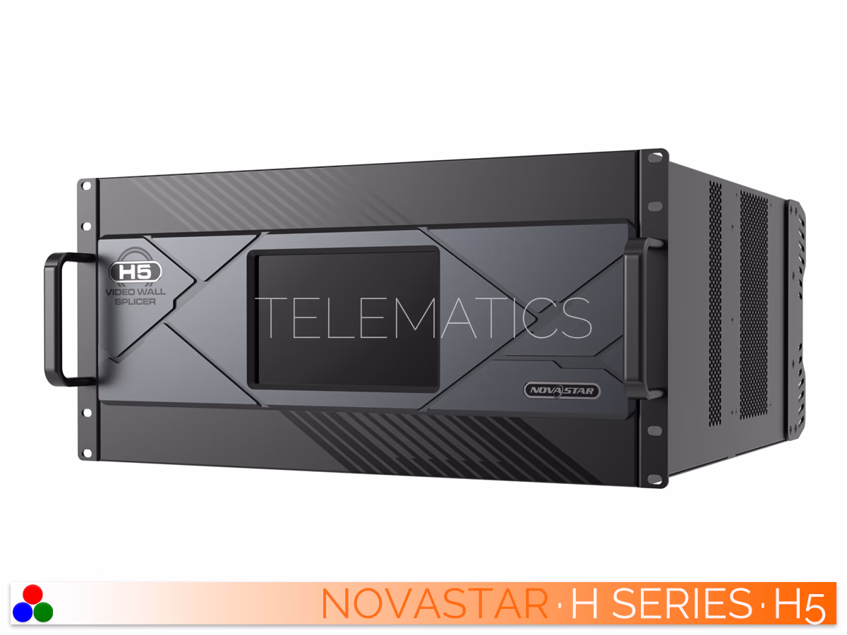 The Art Of Control · NovaStar H Series · Telematics Canada Angled right front view of the NovaStar H5 video wall splicer highlighting the front panel design and side cooling ventilation.