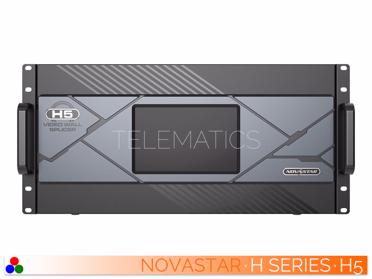 The Art Of Control · NovaStar H Series · Telematics Canada Straight front view of the NovaStar H5 LED display controller featuring the center touchscreen display.