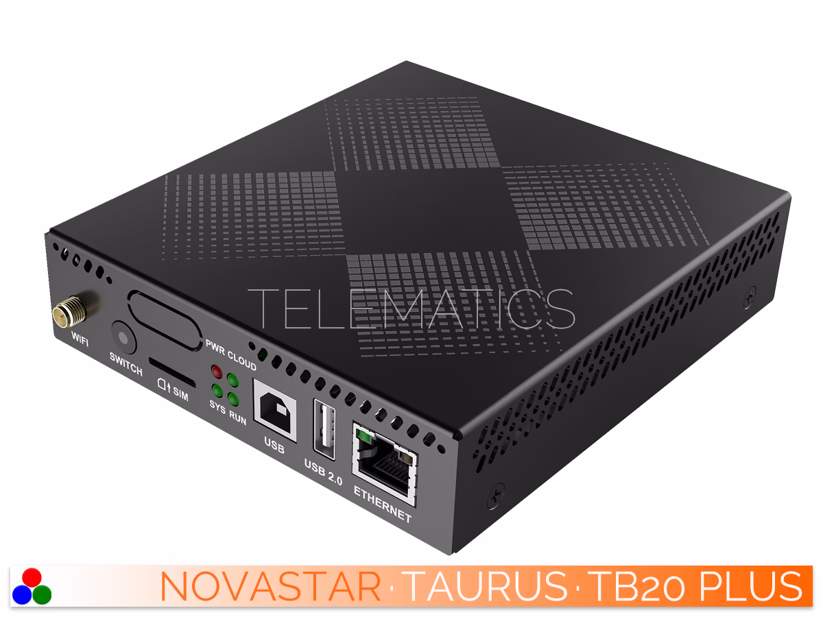 The Art Of Control · NovaStar Taurus Series · Telematics Canada Elevated right-angled perspective of the NovaStar Taurus TB20 Plus hardware chassis.