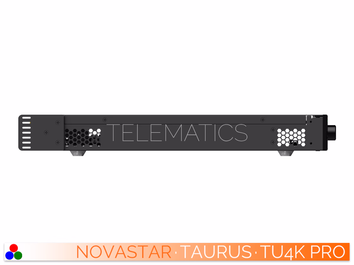 The Art Of Control · NovaStar Taurus Series · Telematics Canada Direct front profile of the NovaStar TU4K Pro chassis highlighting the 1U rack-mountable form factor and mounting ears.