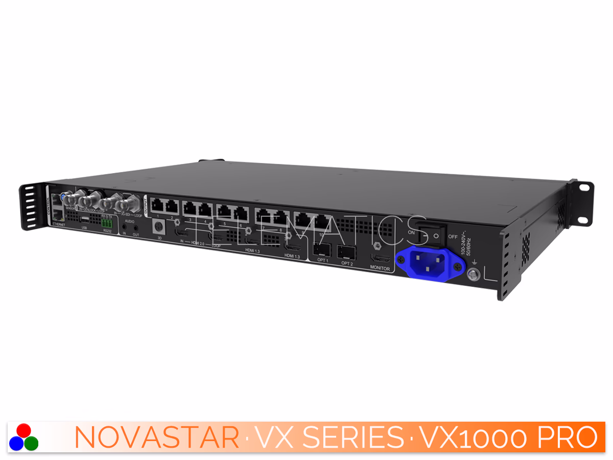The Art Of Control · NovaStar VX Series · Telematics Canada Elevated front perspective of the NovaStar VX1000 Pro highlighting the robust rack-mountable chassis architecture.