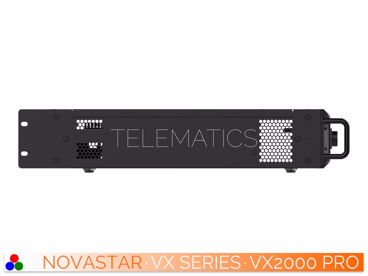 The Art Of Control · NovaStar VX Series · Telematics Canada Elevated front perspective of the NovaStar VX2000 Pro highlighting the robust rack-mountable chassis architecture.